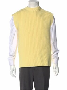 Jil Sanders Yellow Knit Sleeveless vest